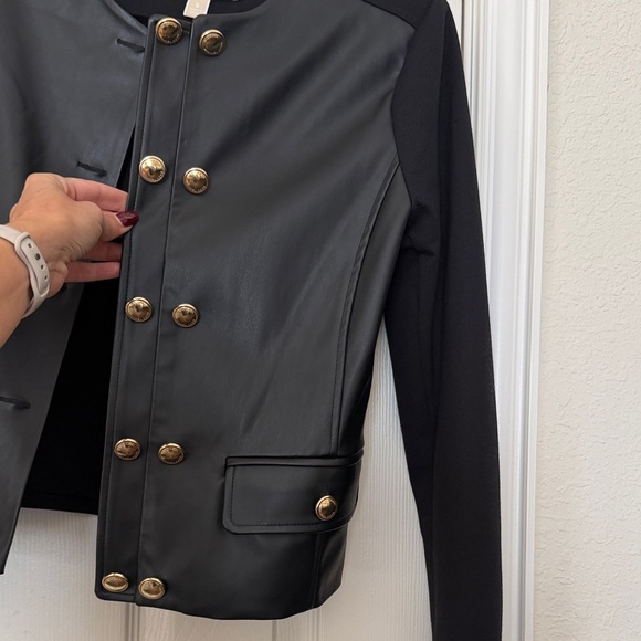 NWT MICHAEL Michael Kors Black Faux Leather & Knit Cropped Jacket – Small - Picture 7 of 7